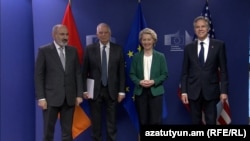 Հայաստանի վարչապետը, Եվրոպական միության արտաքին հարաբերությունների և անվտանգության հարցերով բարձր ներկայացուցիչը, Եվրահանձնաժողովի նախագահը և ԱՄՆ պետքարտուղարը, Բելգիա, 5-ը ապրիլի, 2024թ.