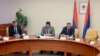 Radovan Višković, premijer RS, Nenad Stevandić, predsjednik Narodne skupštine RS i Milorad Dodik, predsjednik RS, na sastanku u entitetskom parlamentu, Banja Luka, BiH, 24. april 2023.
