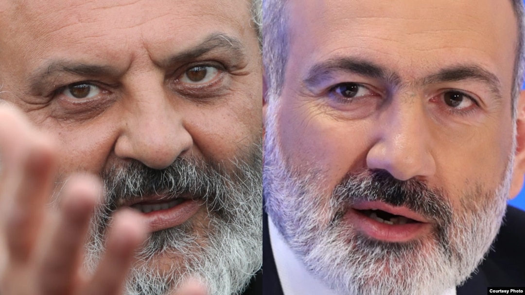 Arhiepiscopul Bagrat Galstanian este cel mai puternic opozant al premierului armean, Nikol Pashinian (dreapta). 