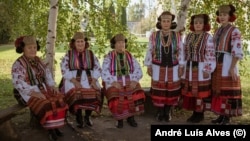 A folk choir from Tarasivka performs for the local community and Ukrainian soldiers.