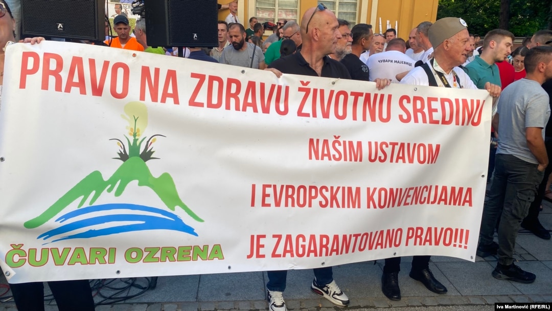 Protest ekoloških organizacija u Loznici posle najava vlasti u Srbiji da nisu odustale od rudarenja litijuma, 28. juna 2024.