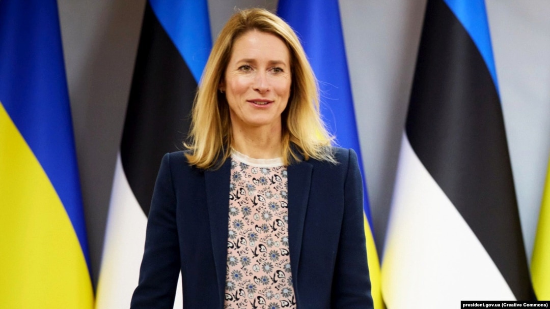 Estonia Prime Minister Kaja Kallas during a visit to Ukraine in April 2023