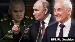 Сергей Шойгу, Владимир Путин и Андрей Белоусов (коллаж)