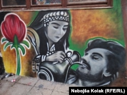 Mural po motivu slike "Kosovka djevojka" Uroša Predića.