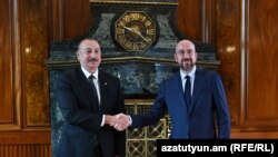 Եվրամիության խորհրդի նախագահ Շառլ Միշելի և Ադրբեջանի նախագահ Իլհամ Ալիևի հանդիպումը Պրահայում, 6-ը հոկտեմբերի, 2022թ.