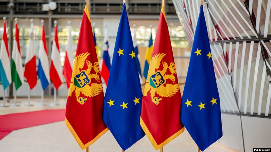 Zastava Crne Gore i EU, Brisel (foto arhiv)