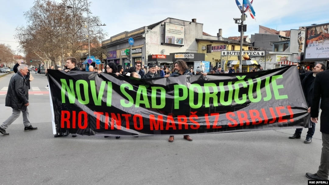 Protest građana i ekoloških organizacija protiv projekta rudnika litijuma "Jadar", Novi Sad, 3. januar 2022.
