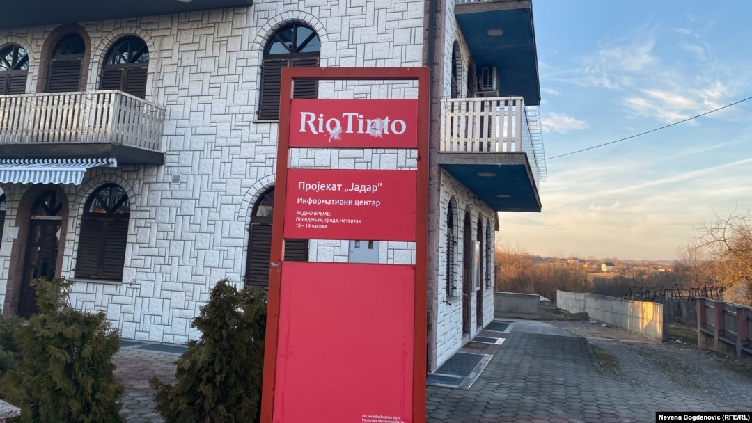 Predstavništvo kompanije "Rio Tinto" u selu Gornje Nedeljice gde je planiran rudnik litijuma, 27. januar 2022.
