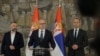 Srpska lista nije odgovorila na upite RSE da li će se odazvati pozivima da doprinesu deeskalaciji situacije (Foto: Predstavnici Srpske liste Dalibor Jevtić, Goran Rakić i Igor Simić, u Beogradu 27. oktobra 2022)