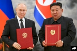 19 червня 2024 року. Керівники Росії та Північної Кореї після підписання угоди про нове, поглиблене партнерство від Росією та КНДР