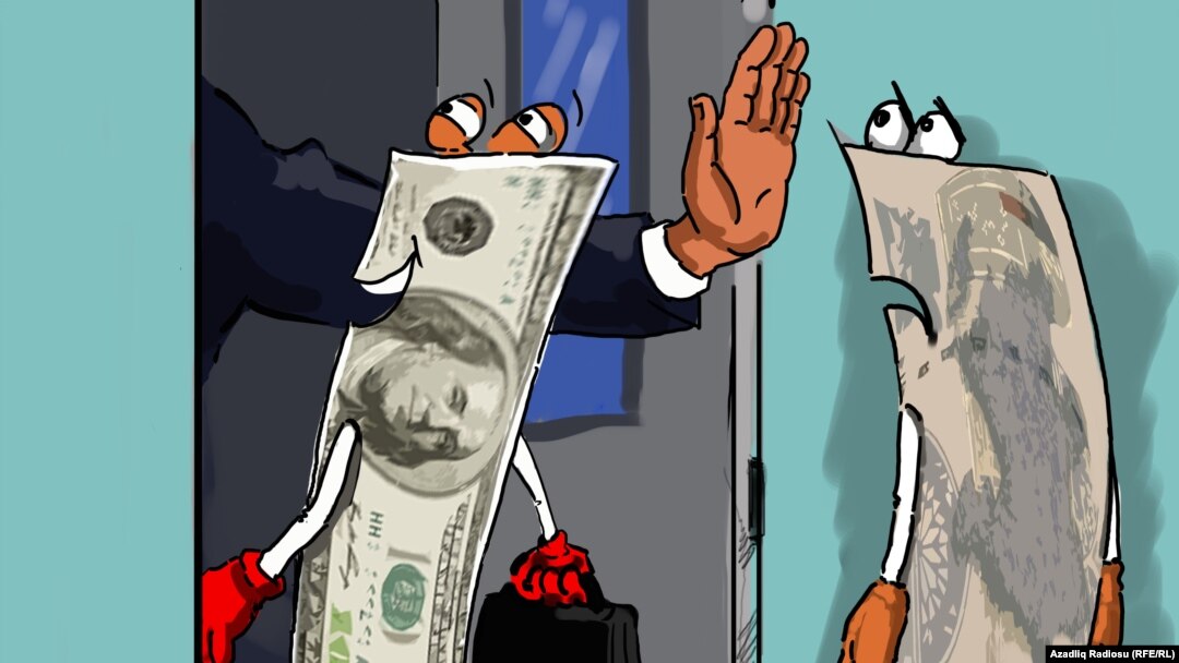 "Manat". Karikatura. Gündüz Ağayev.