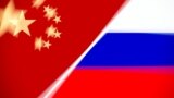 Combo Photo of Russia and China flag.