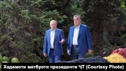Владимир Путин менен Эмомали Рахмон.