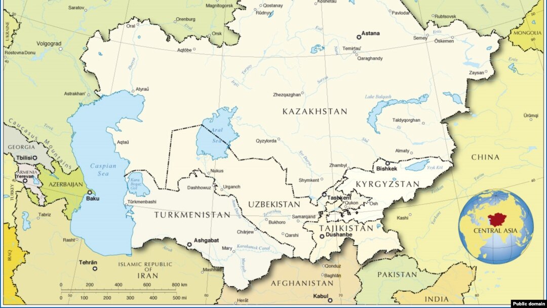 Карта Центральной Азии.