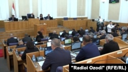 The Tajik parliament in session in Dushanbe on September 6