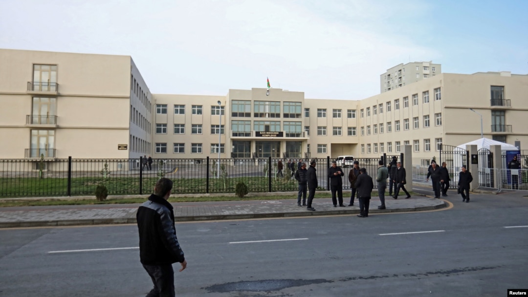 The courthouse in Baku, Azerbaijan, where the separatist leaders are going on trial.