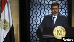 محمد مرسی در اولین سخنرانی تلویزیونی پس از پیروزی در انتخابات ریاست جمهوری