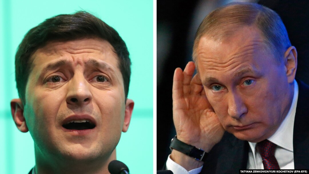 Володимир Зеленський, ліворуч, і Володимир Путін (комбіноване фото)