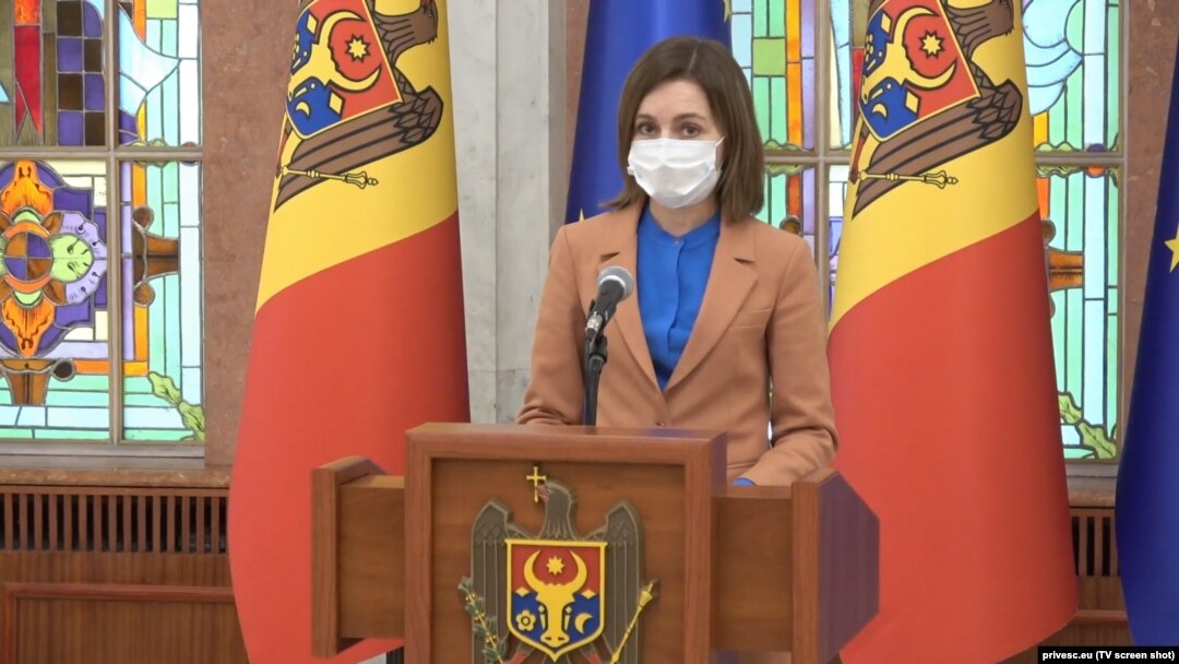 Moldova -- president Maia Sandu announces the dissolution of Parliament, Chisinau, Apr 28, 2021