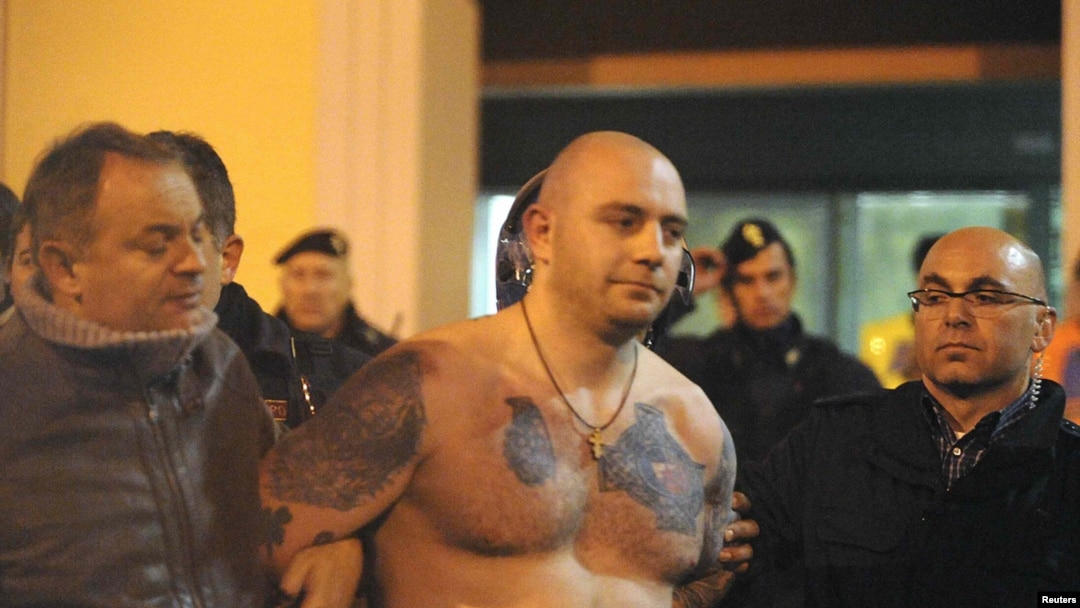 Ivan Bogdanov, uhašeni vođa 'navijača' koji su izazvali nerede u Đenovi, 13. oktobar 2010 