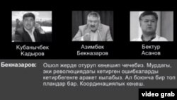 Интернетке тараган оппозиция лидерлеринин жашыруун сүйлөшүүсү делген аудио-видео тасмадан алынган сүрөт. 