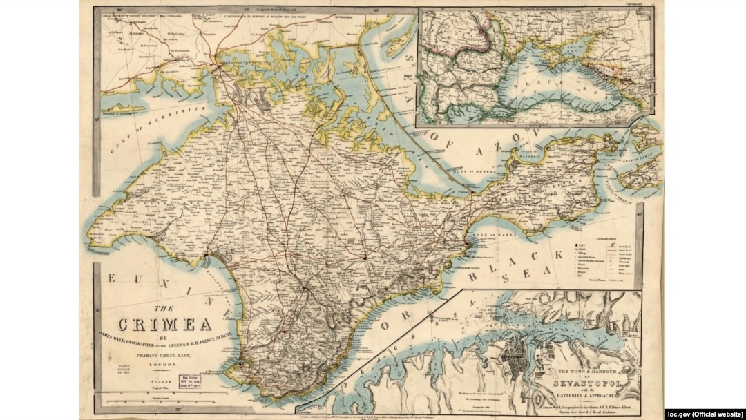 Мапа Криму, видана в Лондоні у 1855 році 