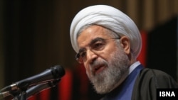 حسن روحانی، رئیس جمهوری ایران در دانشگاه علوم پزشکی ایران. ۱۶ آذر ۹۳
