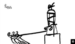 Justice, Tudorel Toade, caricature by Dan Perjovschi