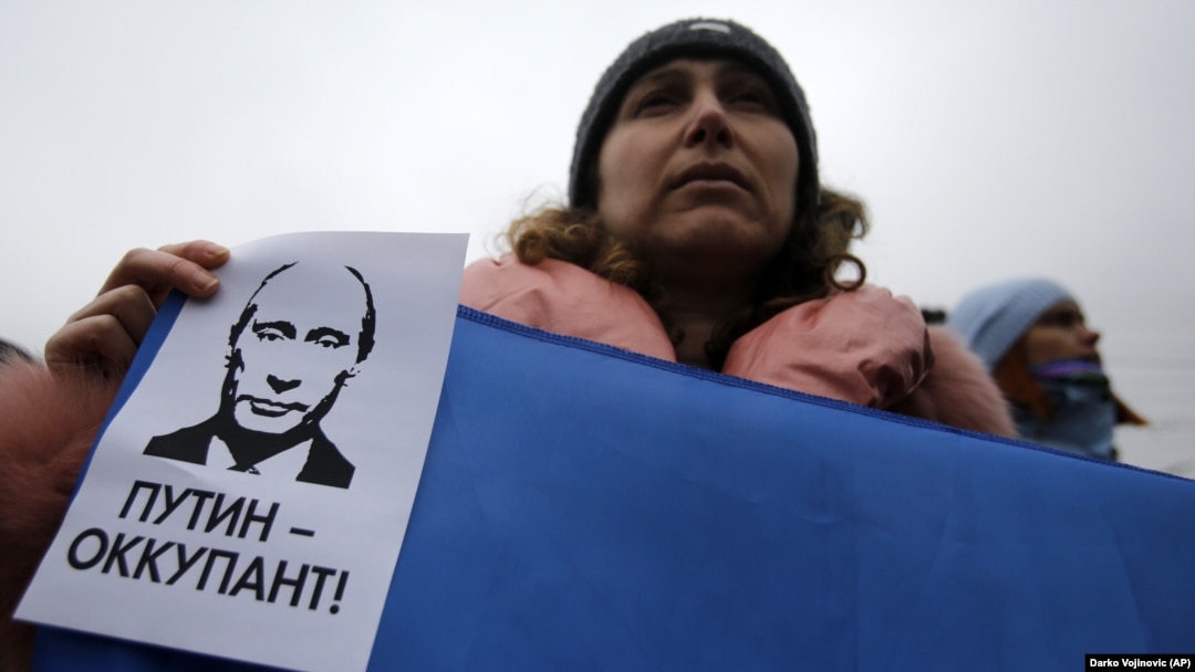 Під час мітингу проти окупації Росією українського Криму. Сімферополь, 11 березня 2014 року (ілюстраційне фото)