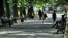 People in a park in Yerevan, Armenia, July 2022.