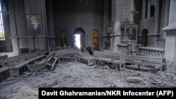 Շուշիի Ղազանչեցոց եկեղեցին ռմբակոծությունից հետո
