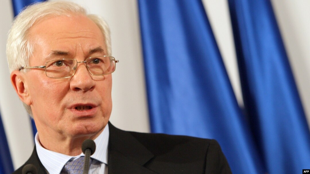 Ukraine's newly appointed Prime Minister Mykola Azarov speaks to reporters today in Kyiv.