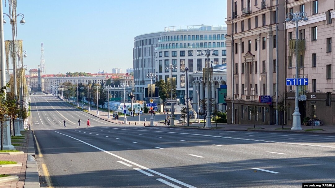 Зачинений для руху Проспект незалежності. Мінськ, 23 вересня 2020 року