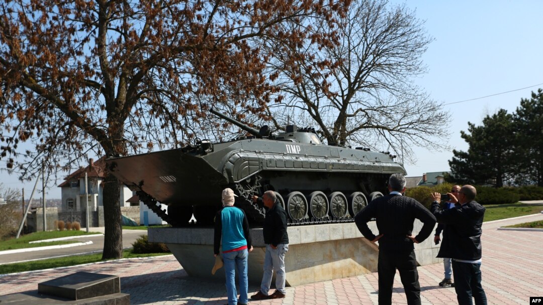 A Soviet tank serves as a monument in the Transdniester capital of Tiraspol.