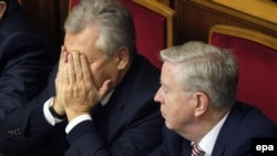 Колишній польський президент Александр Квасневський та колишній президент європарламенту Пет Кокс на засіданні українського парламенту у Києві, 13 листопада 2013 року