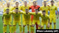 Футболісти збірної України перед матчем зі збірною Словаччини. Львів, 9 вересня 2018 року 
