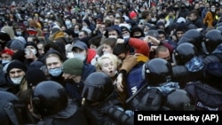 Протест у Санкт-Петербурзі після арешту опозиційного лідера Навального. Росія, 23 січня 2021 року