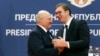 Stisak ruke Aleksandra Lukašenka, predsednika Belorusije i Aleksandra Vučića, predsednika Srbije, prilikom susreta u Beogradu 3. decembra 2019. 