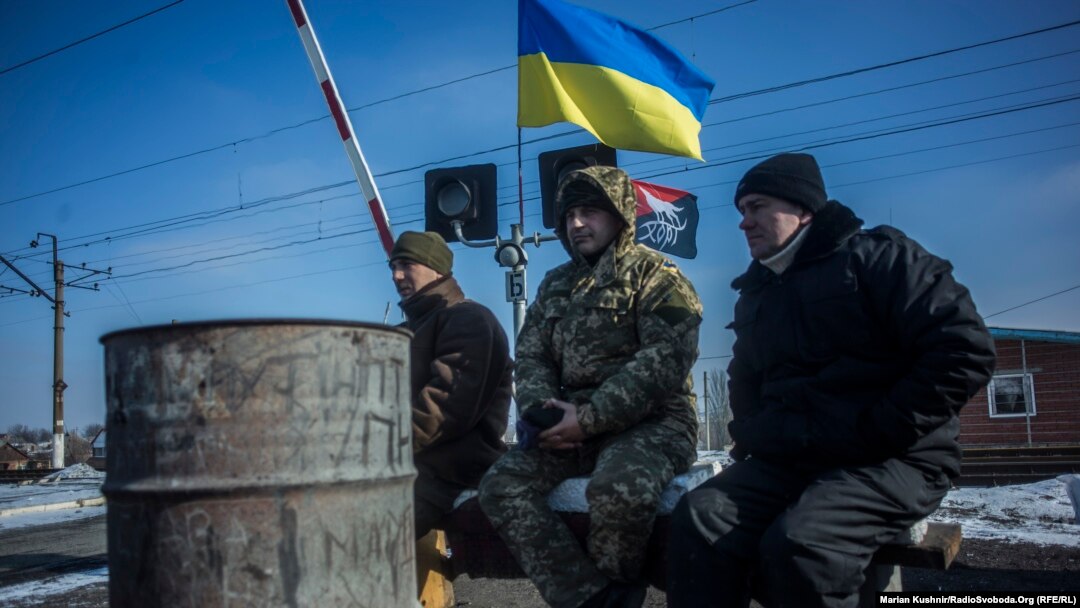 Учасники вугільної блокади під Торецьком, Донецька область, лютий 2017 року