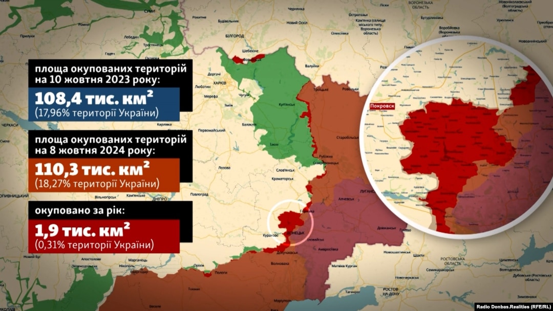 За рік армія РФ захопила 1,9 тис. кв км території України