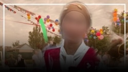38-летняя жительница Ошской области на вечере выпускников, которую позже застрелил муж. Лицо скрыто по этическим соображениям 
