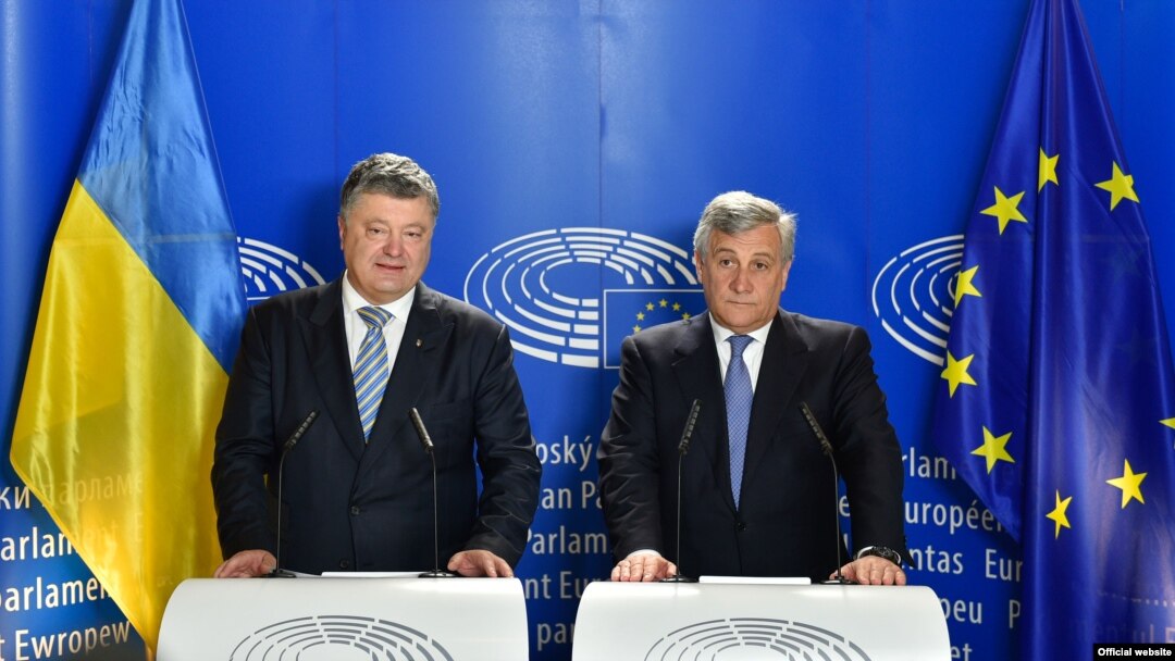 Президент України Петро Порошенко і президент Європарламенту Антоніо Таяні