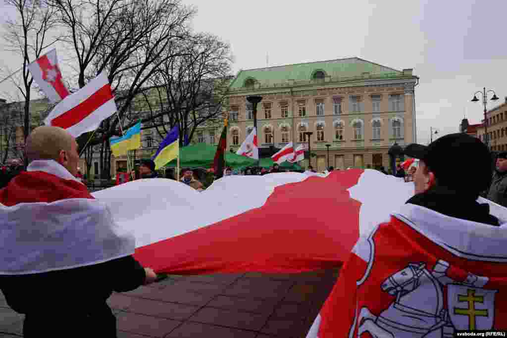 У Вільні акцыя беларускай дыяспары «Выбары бяз правілаў!» адбылася перад Домам ураду на плошчы Кудзіркі