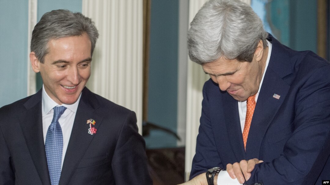 Prime Minister Leanca and U.S. Secretary of State John Kerry in Washington on March 3, 2014