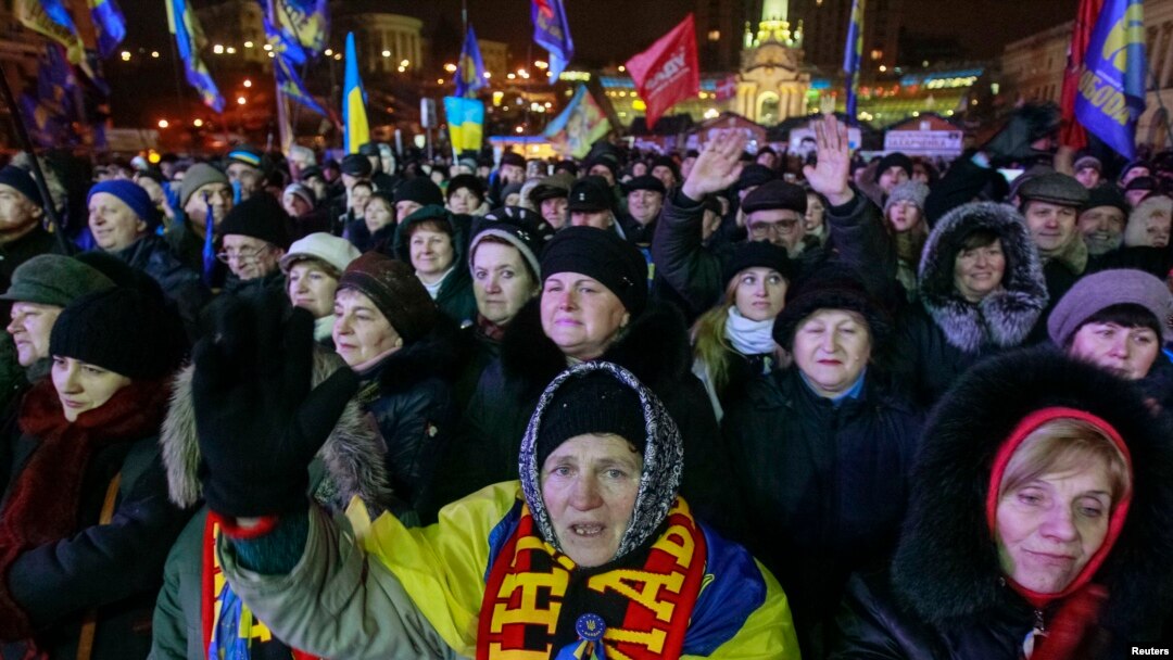 Proevropski demonstranti na mitingu u Kijevu, 16. januar 2014.